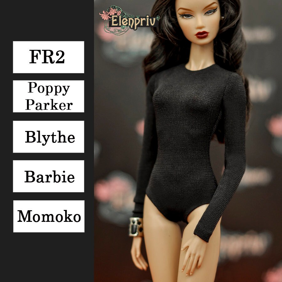ELENPRIV black jersey bodysuit {Choose size} Fashion royalty FR2, Pop…
