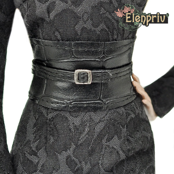 ELENPRIV black leather obi belt for Fashion royalty FR2 NuFace Barbie…