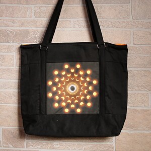 Tote bag, shoulder bag, art print bag, reusable bag, market bag, Shopping bag, eclipse, sun, solar
