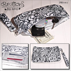 Gray Floral Wristlet, purse, bag, pouch, coraline
