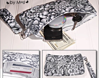 Grau, Blumen Armband, Handtasche, Tasche, Beutel, coraline