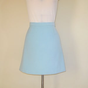 Pale Blue Velvet 60s Mini Skirt, Womans Short Mod A line 70s Skirt