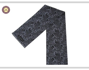 Mens Skinny Paisley Mod Scarf, Black Retro 60s Scarf