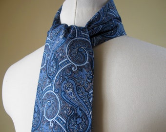 Tootal Scarf 英国製 ヴィンテージ 〜1940's Vintage Tootal Fringed Paisley Scarf Blue and Green 1940s