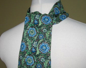 Écharpe Mod, foulard bleu-vert années 60 pour homme, tissu Liberty en coton à motif floral