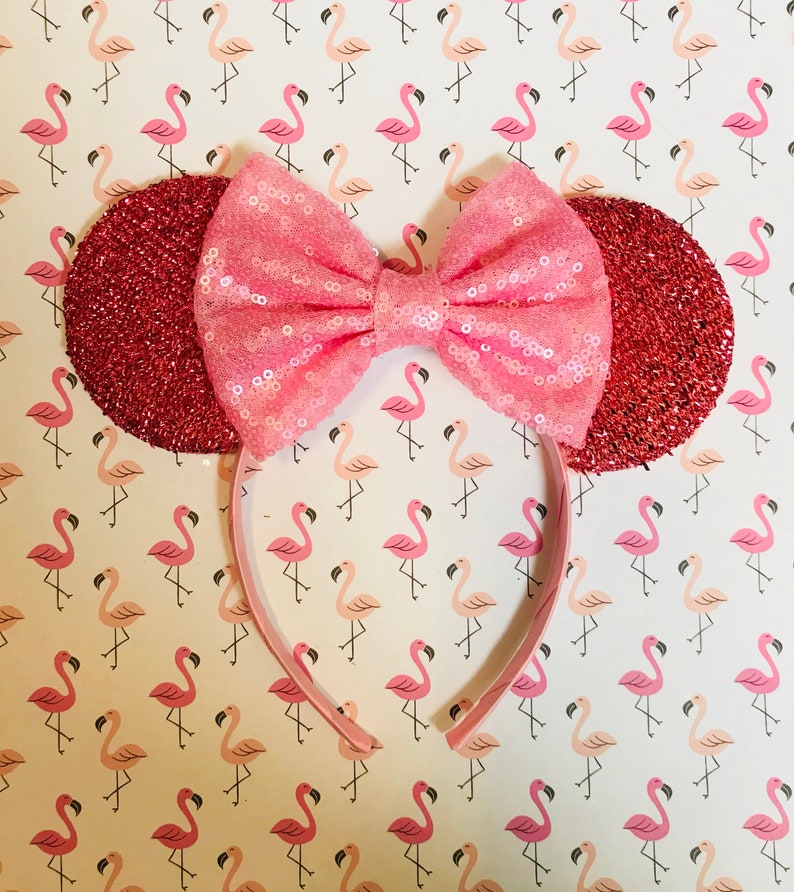 Cute Millennial Pretty in Pink inspired Pink Sparkle Minnie Mouse Headband Ears