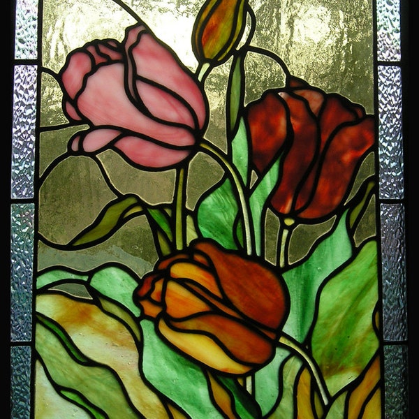 Tulips Stained Glass Panel