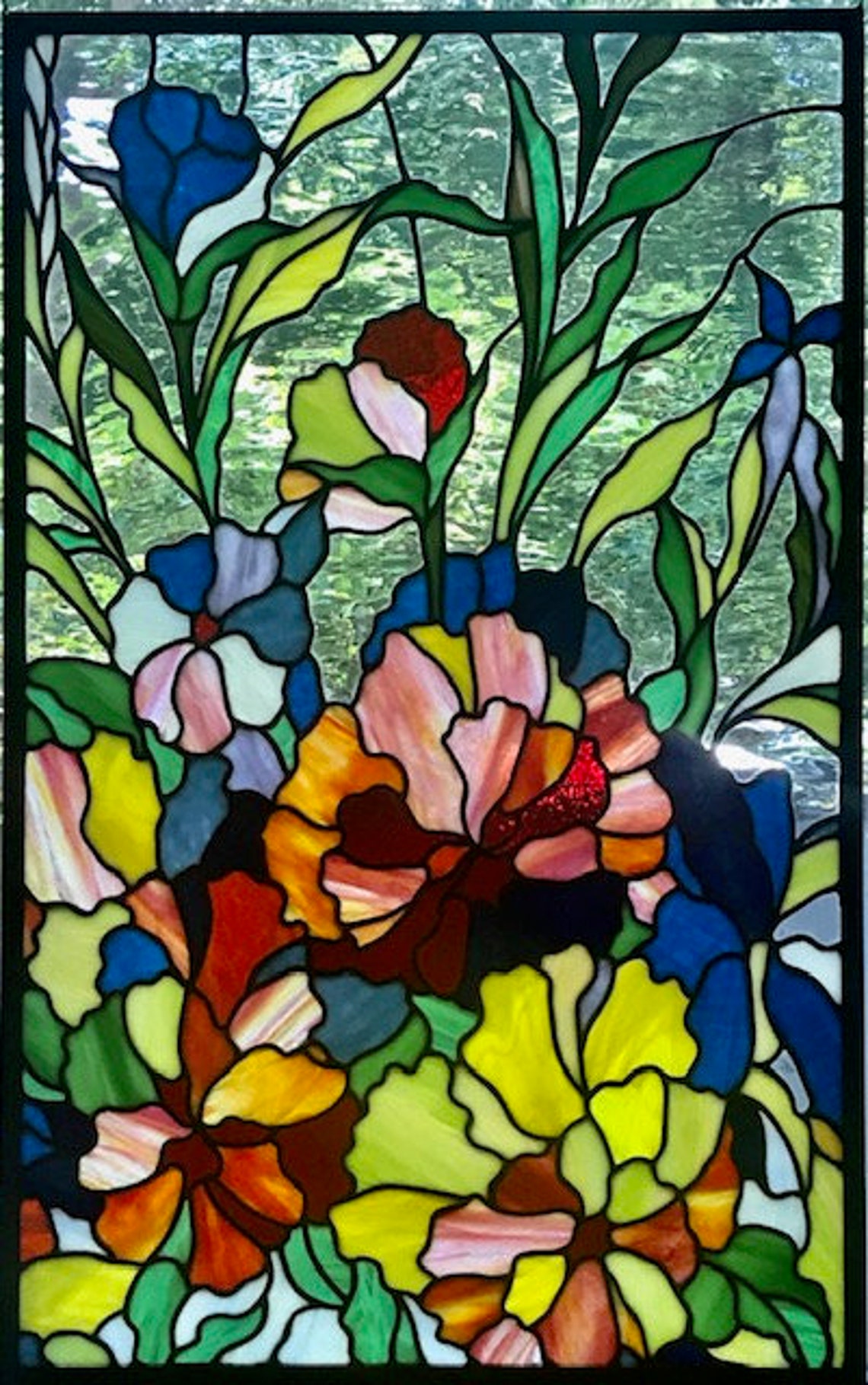 Spring Flowers Stained Glass Panel Etsy