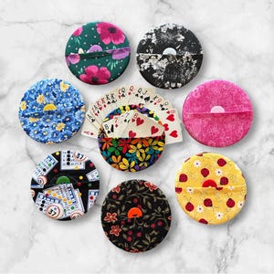 POCKET Playing Card Holder, Card Organizer, Recycled CD’s, Handmade, Ladybugs, Bingo, Flowers and more