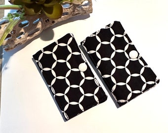 Fabric Needle Wallet, Black and White Handmade Needle Book, Sewing Accessory,  Quilting Gift, Set of 2