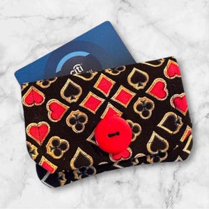 Card Playing Fabric Wallet, Credit Card Case, Card Enthusiast Gift, Minimalist Wallet, Gift Card Holder