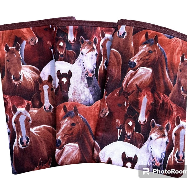 Horse Fabric Cell Phone or Sunglass Case,  Horse Lover Gift, Phone Pouch, Open End Cell Phone Holder, Purse Protection