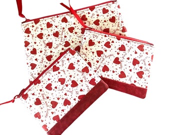 Handmade Heart Fabric Zipper Bag, Gift For Anyone