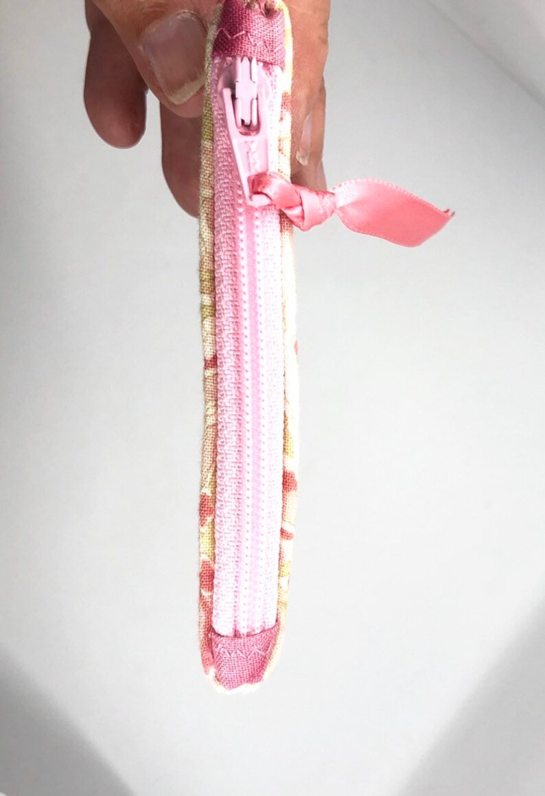 Pink Fabric Zipper Pouch Quilted Coin Purse Fabric Zipper Bag