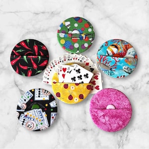 POCKET Playing Card Holder, Card Organizer, Recycled CD’s, Handmade, Ladybugs, Bingo, Turtles and Ocean and more