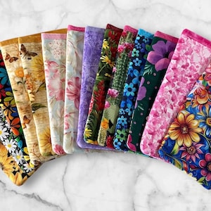 Floral Fabric Cell Phone Pouch, Handmade Padded Open End Slip-in Sleeve, Cactus, Flowers