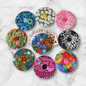 Flower Playing Card Holder, Floral Handmade Handheld Gift for Women, Roses, Daisies, Sunflowers and More, Recycled CD’s