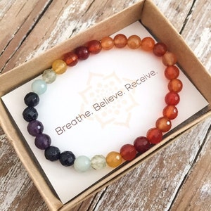 Chakra Bracelet for Women - Healing Crystals - Yoga Gift - Unique Holiday Gift - Daughter Gift - Beaded Bracelet - Real Stones - Meditation