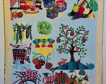 Garden Quilt, Wall quilt art, home decor, fabric art, hand appliquéd