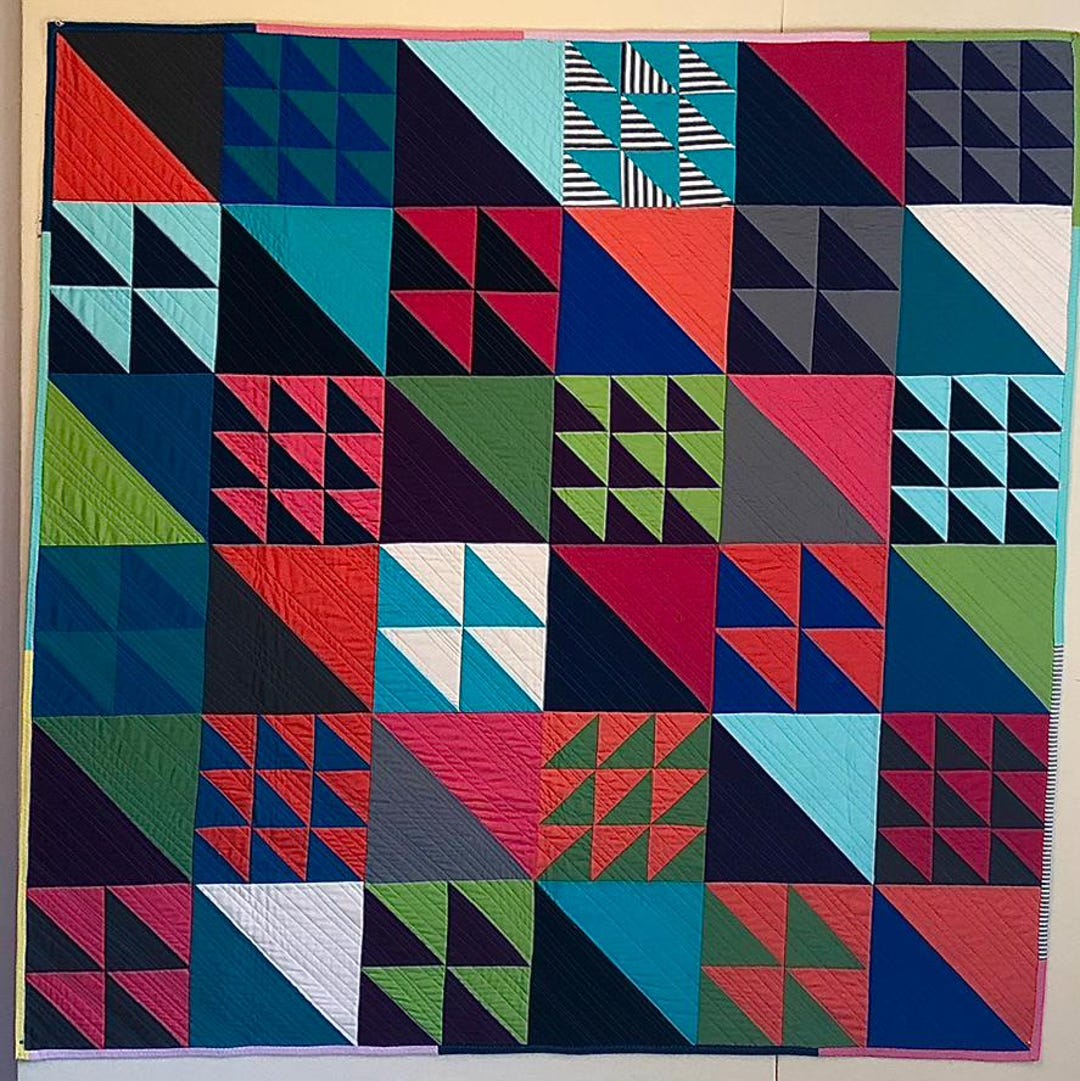 Modern Triangle Quilt: Contemporary Wall Hanging, Throw (54x54 In) - Etsy