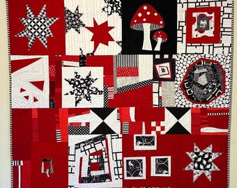 Red & Black Jumble: Modern Art, Wall Art, 100% Cotton (47x65)