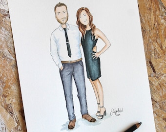 Personalisiertes Paar Portrait / Aquarell Illustration. Original Aquarellmalerei. Schönes persönliches Geschenk zum Geburtstag, Jahrestag, Hochzeit