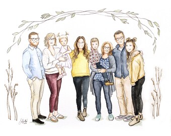Watercolor Illustration, Portrait From Photo, Custom Portrait, Portrait Painting, Family Portrait, Gift for Mom, Gift for Dad, unframed