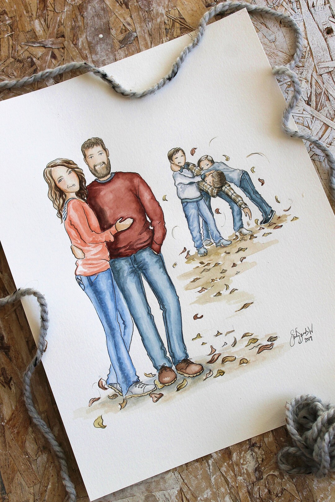 Custom Family Portrait / Original Hand Painted Watercolor Illustration ...