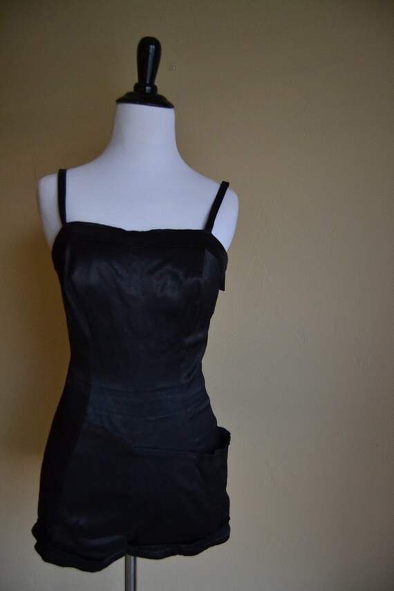 Black 1950's Bombshell Rose Marie Reid Swimsuit