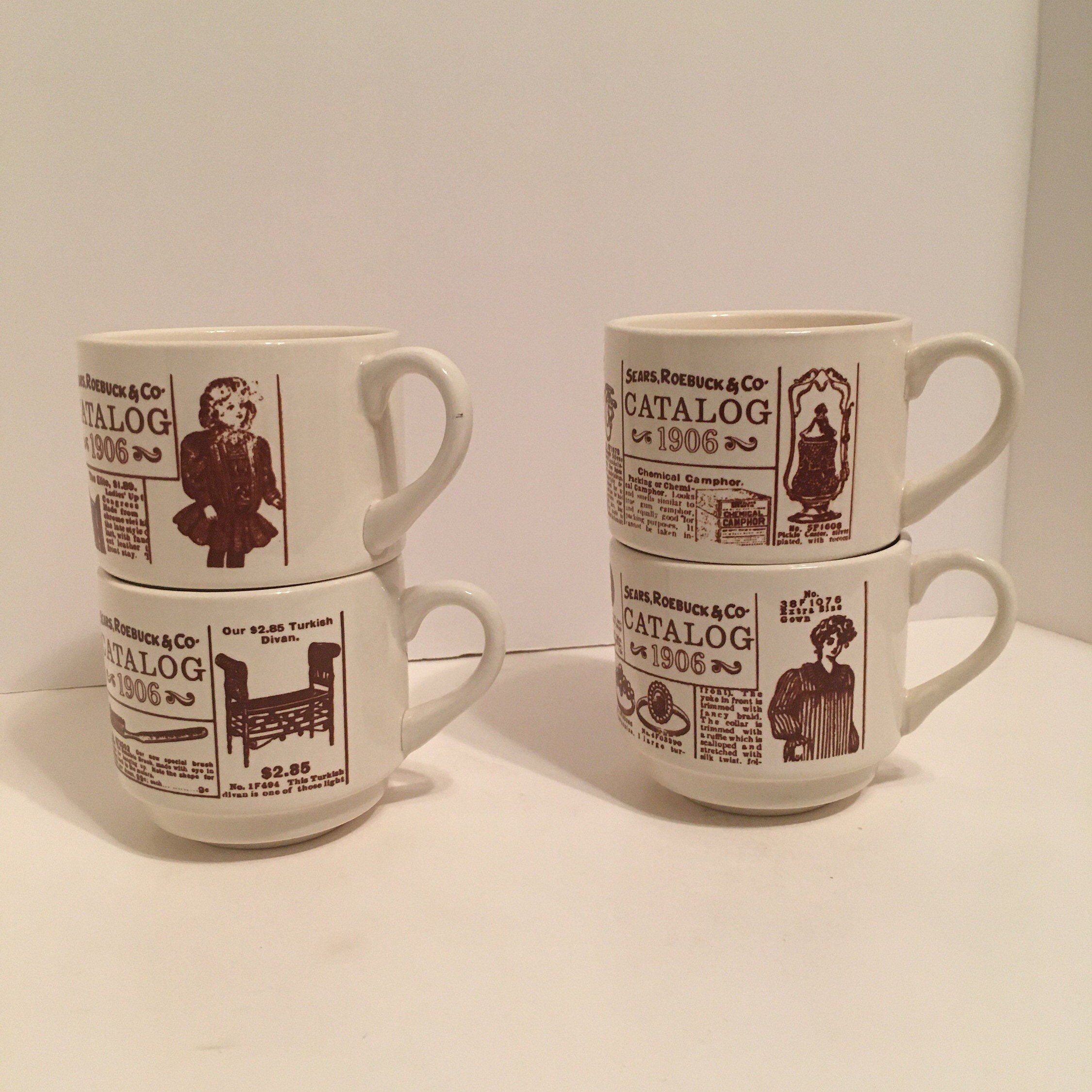 1906 Sears Catalog Vintage Coffee Tea Cups White Brown Etsy
