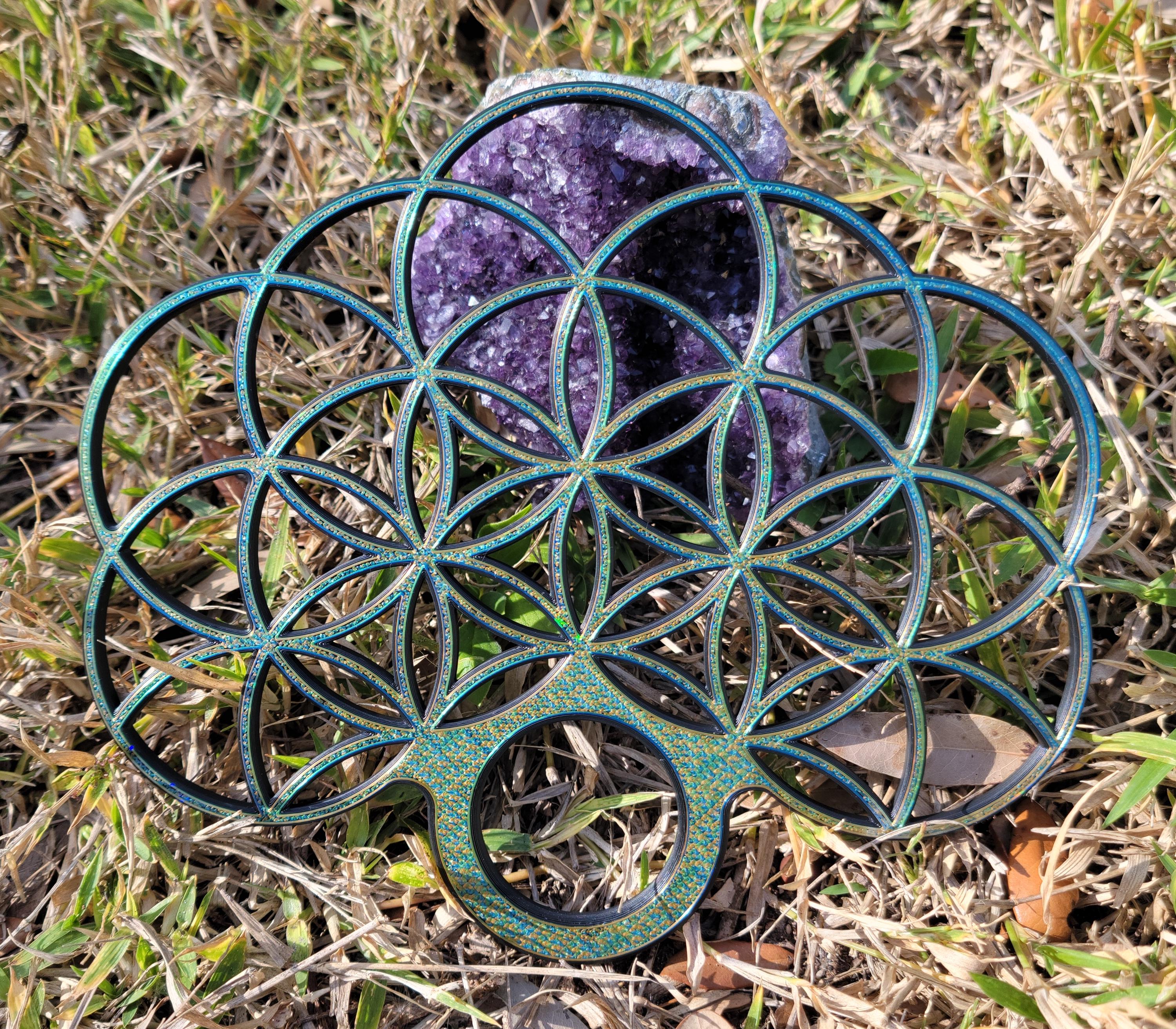 Minature Flower of Life Practice Flow Fans