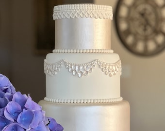Three Tier Fondant Wedding Cake, Fake Wedding Cake, Faux Wedding Cake, Faux Cake- &quot;The Aurora&quot;