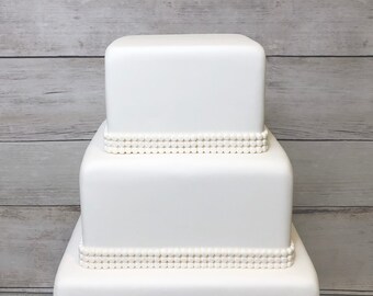 Fake Wedding Cake, Faux Wedding Cake, Square Cake