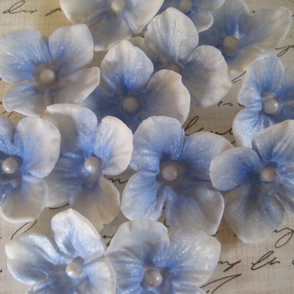 24 Blue Sugar Hydrangeas, Hydrangea Cupcake Toppers