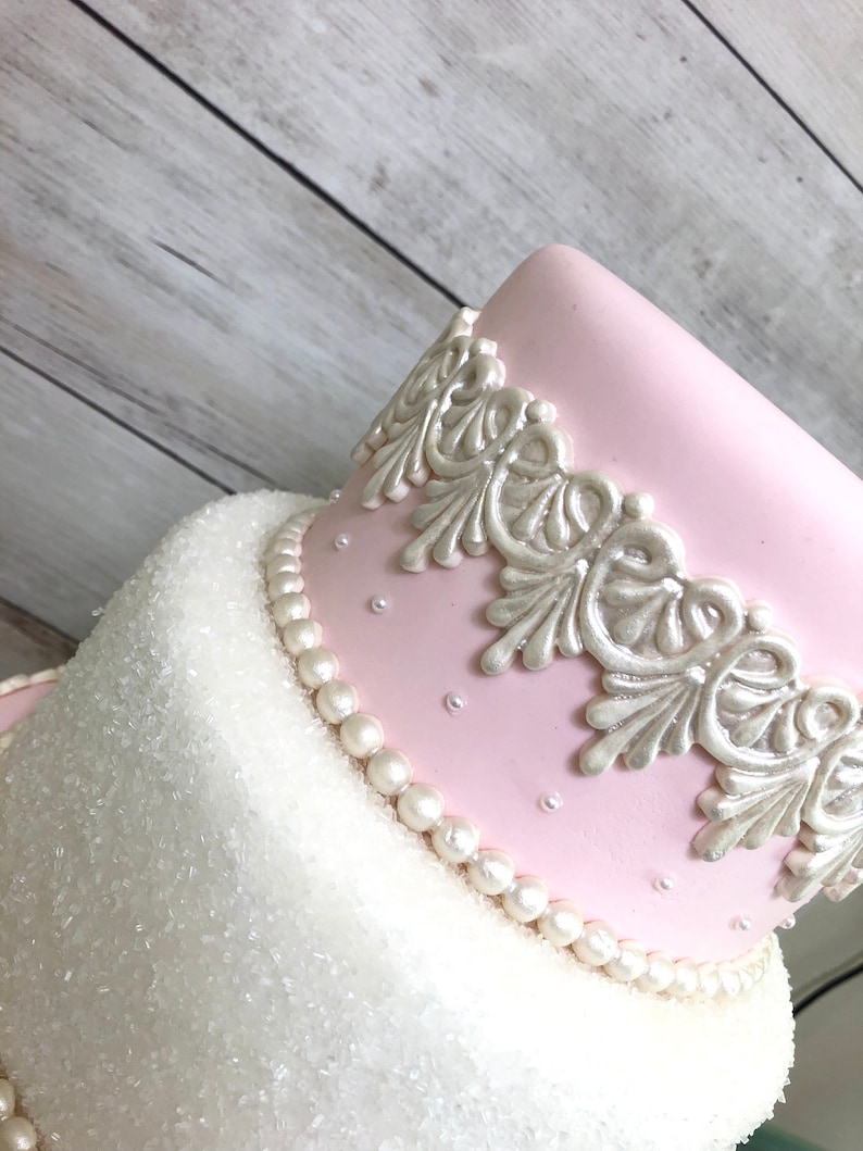 Three Tier Fondant Wedding Cake Fake Wedding Cake Faux Etsy