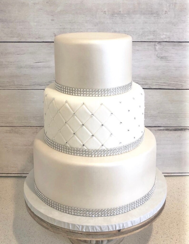 Three Tier Fondant Wedding Cake Fake Wedding Cake Faux Etsy