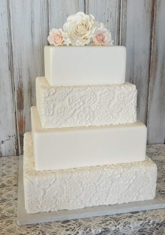 Faux Gateau De Mariage Gateau De Mariage Fondant Carre De Etsy Faux Gateau De Mariage Gateau De Mariage Fondant Carre De Etsy