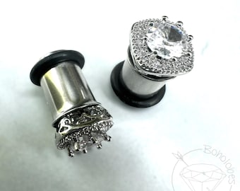 Halo crystal square gauges | tunnels | plugs: Size 0 gauge 8mm