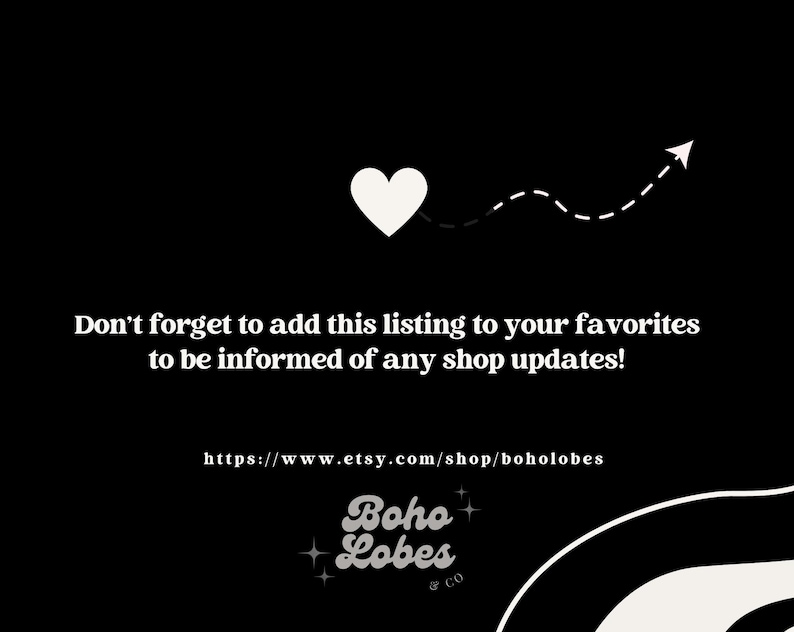 The image is a black and white advertisement for an online marketplace called Etsy, featuring a heart symbol and an arrow pointing to the text.