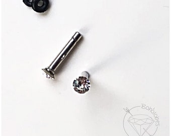 Tiny high quality crystal stainless steel plugs / tunnels for gauges / stretched ears Sizes: 12g, 10g, 8g