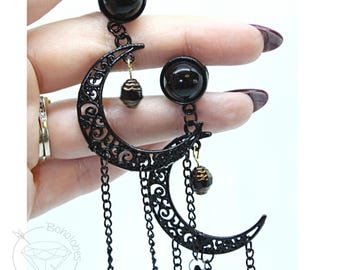 Black celestial Gold Czech moon goth gauges 14g 16g 10g 8g 6g 4g 2g 1g 0g 11/32” 00g 7/16” 1/2” 9/16” 5/8” 11/13” 3/4” 13/16” 7/8” 1”