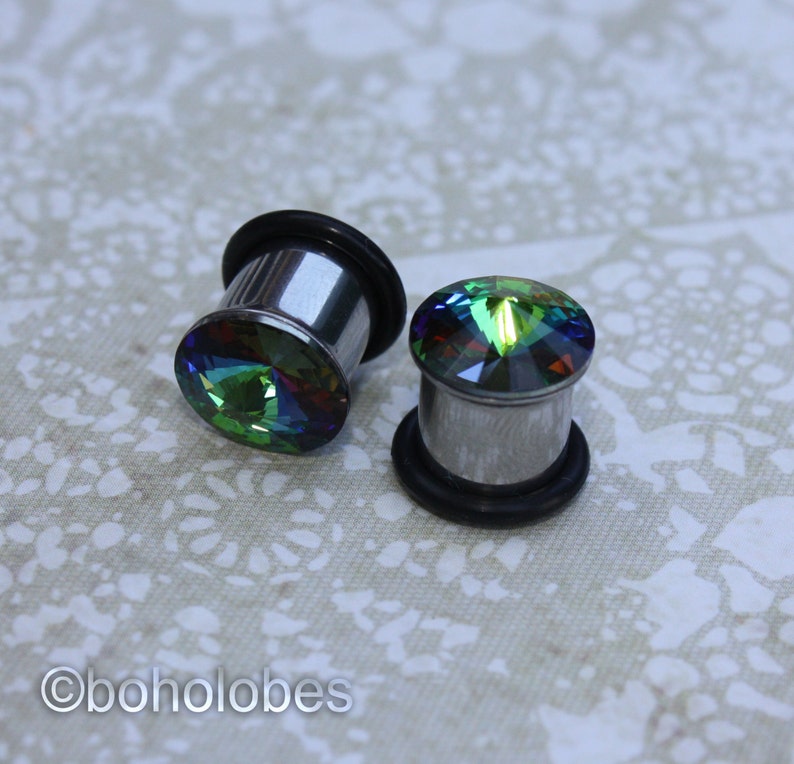 Plugs gauges Swarovski crystal stainless steel plugs / tunnels Etsy