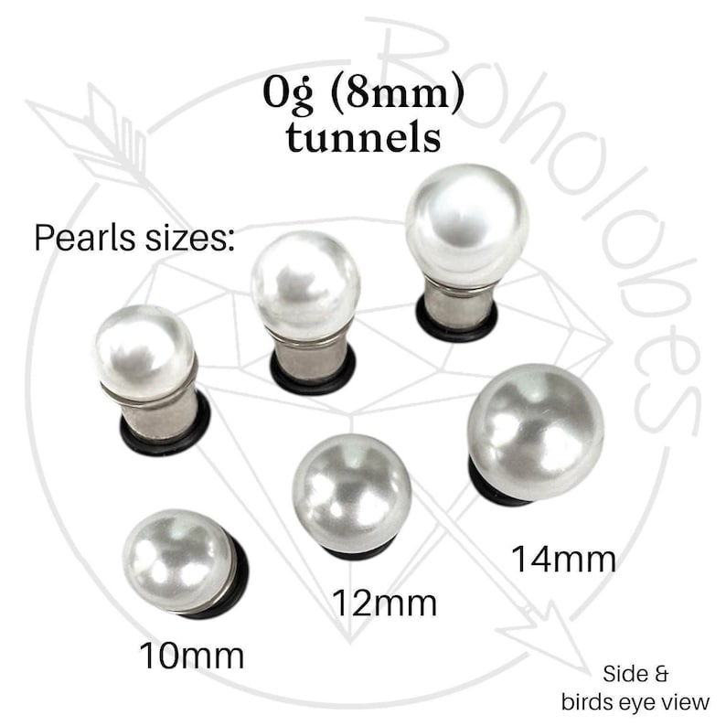Pearl ball plugs 14g 12g 10g 8g 6g 4g 2g 1g 0g 11/32” 00g 7/16” 1/2” 9/16” 5/8” 11/13” 3/4” 13/16” 7/8” 1” image 4