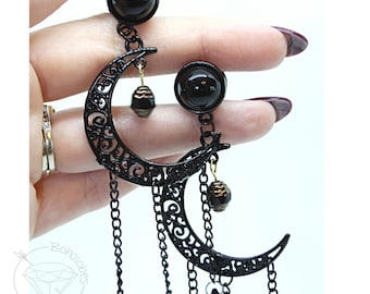 Black celestial Gold Czech moon goth gauges 14g 16g 10g 8g 6g 4g 2g 1g 0g 11/32” 00g 7/16” 1/2” 9/16” 5/8” 11/13” 3/4” 13/16” 7/8” 1”