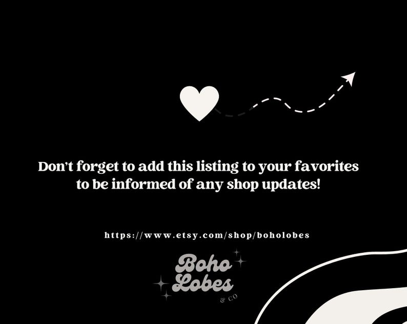 The image is a black and white advertisement for an online marketplace called Etsy, featuring a heart symbol and an arrow pointing to the text.