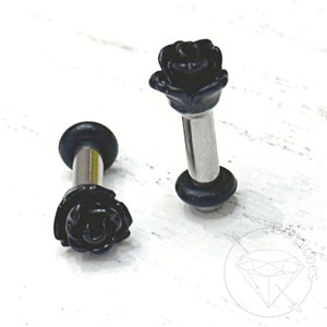Tiny flower rose stainless steel plugs for gauged or stretched ears sizes: 14g 12g 10g 8g 6g 4g