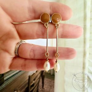 Gold pearl dangle Plugs, Gauges Tunnels 14g 12g 10g 8g 6g 4g 2g 1g 0g