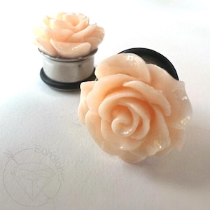 Large Resin Rose Flower Plugs: Gauged Ear Stretcher Tunnels