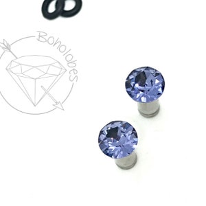 Crystal stainless steel plugs / tunnels for gauges / stretched ears Sizes: 14g 12g 10g 8g 6g 4g