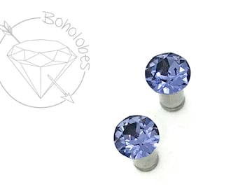 Crystal stainless steel plugs / tunnels for gauges / stretched ears Sizes: 8g 6g 4g